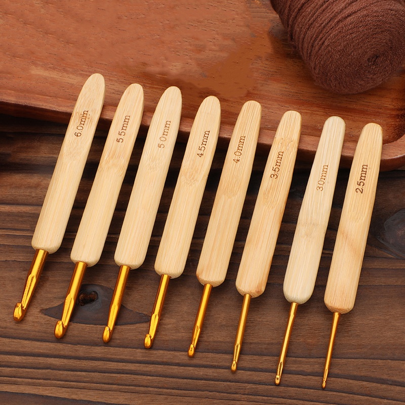 Wooden Crochet Hooks Ergonomic Handle - Manico in legno di bambù Uncinetti