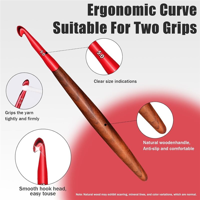 【ULTIMA OCCASIONE】Set di uncin - Wooden Crochet Hooks Ergonomic Handle recensione e prezzo
